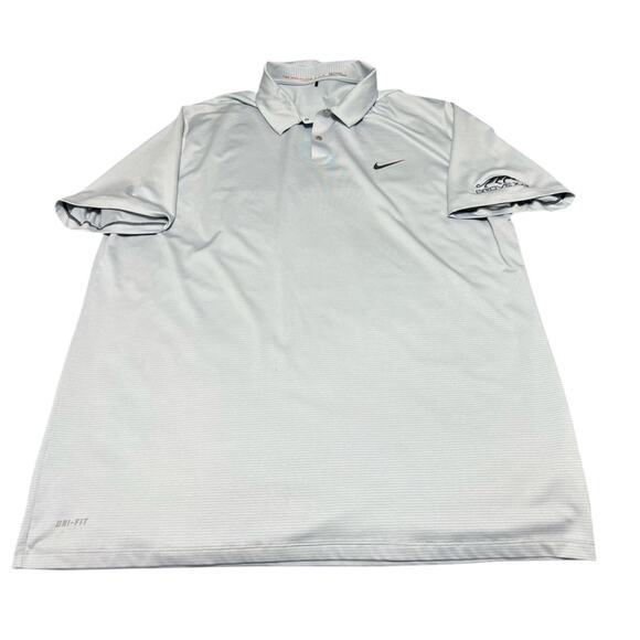 Nike Tiger Woods x GROVE XXIII Control Stripe Polo Golf Shirt Silver XXL RARE